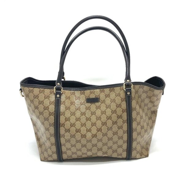 GUCCI 265695 GG crystal bag bag Tote Bag Leather / Coated Canvas Beige/Brown - Picture 1 of 16